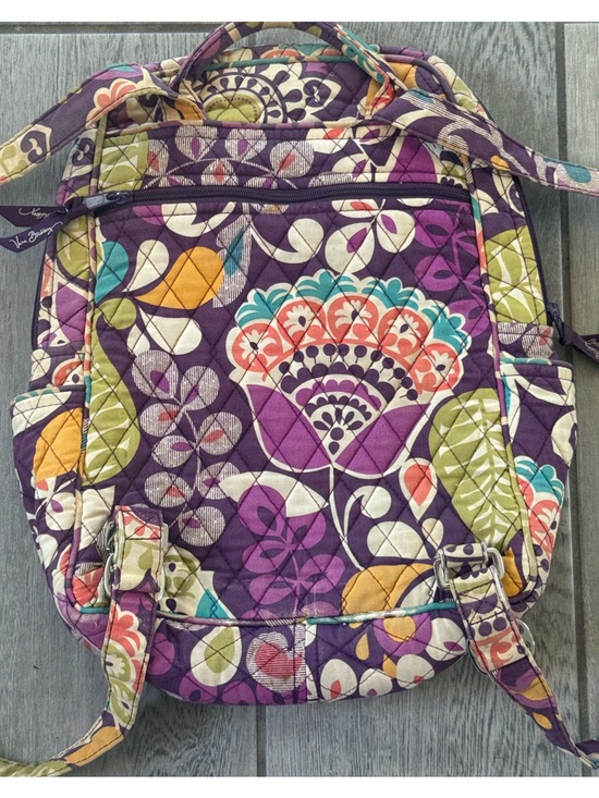 Vera Bradley Quilted Floral Patchwork Backpack in Purple, Teal, Yellow